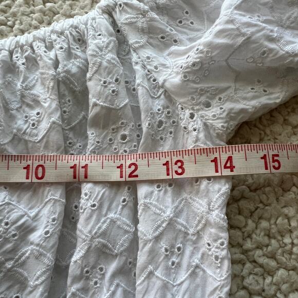 American Eagle Embroidered White Elastic Hem Crop Top Small - Picture 7 of 8